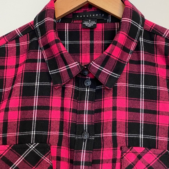 Sanctuary pink & black plaid soft flannel … - Picture 12 of 13